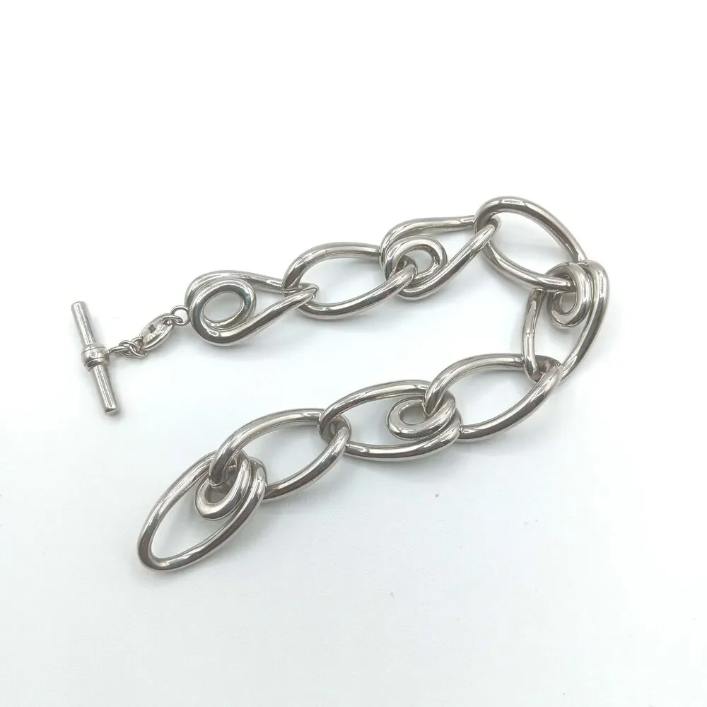 Fossil Chain Link Bracelet 8” Stainless Steel Unisex Toggle Chunky Whimsigoth